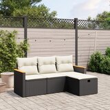 Maison Chic Seti vrtnega pohištva - Vrtna garnitura - Vrtni pohištvo set 4-delna z blazinami črna poli ratan, (21816120) | Shoptok.si