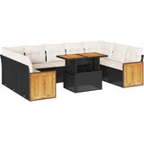  10-dijelni set vrtnih sofa s jastucima crni poliratana bagrem | shoptok.hr