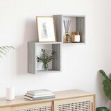  Zidne kockaste police 2 kom Siva Sonoma 30x15x30 cm | shoptok.hr