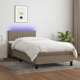 box spring s madracem LED smeđesivi 100x200 cm tkanina | shoptok.hr