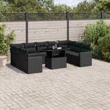  10-dijelni set vrtnih sofa s jastucima crni od poliratana Crna 100 x 55 x 73 cm | Shoptok.si