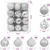  Set božićnih kuglica 36 kom. Srebrna 6 cm Polistiren | shoptok.hr