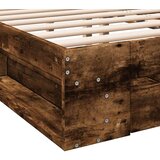 vidaXL Posteljni okvir s predali dimljen hrast 150x200 cm inž. les | Shoptok.si