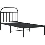  Metalni okvir za krevet s uzglavljem crni 90x190 cm | shoptok.hr