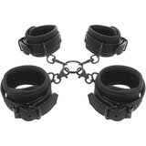 Fetish Submissive Ankle and Wrist Cuffs & Hogtie Set Vegan Leather Cene