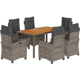  The Living Store Vrtna jedilna garnitura 7-delna z blazinami siv poli ratan - Vrtna Jedilna Garnitura, (21451697) | Shoptok.si