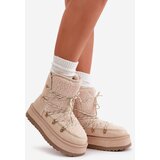 Boto Ladies Platform Snow Boots With Lacing Light Beige Riaviana | Shoptok.si