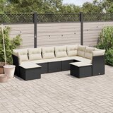 Maison Chic Seti vrtnega pohištva - Vrtna garnitura - Vrtni pohištvo set 9-delna z blazinami črn poli ratan, (21805088) | Shoptok.si