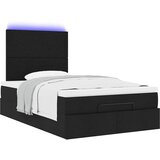  Otomanski krevet madracem i LED crna 120x190 cm tkanina | shoptok.hr