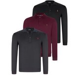 Dewberry TRIPLE SET V4007 MEN'S SWEATSHIRT-BLACK-NAVY-PURPLE | Shoptok.si