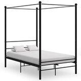  Posteljni okvir z ogrodjem za baldahin črn kovinski 120x200 cm, (20606321) | Shoptok.si