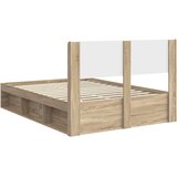  Krevetna konstrukcija s pohranom i uzglavljem Hrast sonoma Smeđa 120 x 190 cm | shoptok.hr