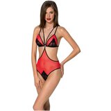 Passion Peonia - bodi s izrezom sa strane (crveno-crni) | shoptok.hr
