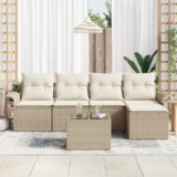 vidaXL 6-delni set vrtnega kavča s blazinami - Rjav poli ratan | Shoptok.si
