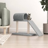 vidaXL Mačji praskalnik s tunelom in lestvijo svetlo siv 55,5 cm Cene