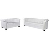 vidaXL Chesterfield kavč dvosed in trosed um. usnje bele barve Cene