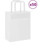 vidaXL Papirnate vrećice 50 kom s ručkama bijele 18x8x22 cm | shoptok.hr