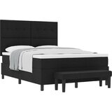 vidaXL Box Spring Krevet s Madracem i Klupom Crna 160x200 cm Tkanina | shoptok.hr