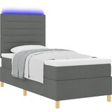 vidaXL Box Spring postelja z vzmetnico & LED temno siva 90x200 cm tkanina | Shoptok.si