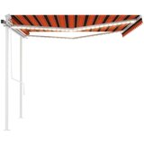 vidaXL Avtomatska tenda LED + senzor 4,5x3 m oranžna in rjava | Shoptok.si