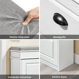 SoBuy lesena vhodna omara za čevlje s sedežno klopjo učinek staranega lesa bela 75x24x51cm, (5000009236) | Shoptok.si