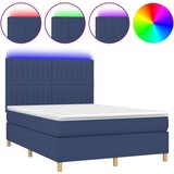 Box spring postelja z vzmetnico LED modra 140x200 cm blago, (20896781) | Shoptok.si
