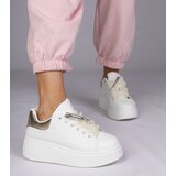  White sneakers with gold detail and rhinestone heel Floura | Shoptok.si