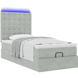 vidaXL Otomanski posteljni okvir z vzmetnicami siv 90x190cm žamet | Shoptok.si