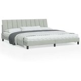 vidaXL Posteljni okvir z LED lučkami svetlo siva 200x200 cm žamet Cene