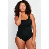 Trendyol Curve Black Square Collar Strappy Recovery Effect Knitted Swimsuit