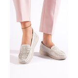 Shelvt Women's openwork moccasins white | Shoptok.si