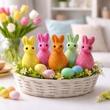  Styrofoam Easter Bunnies Glitter Decorative Colorful 6pcs | Shoptok.si