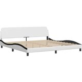  Posteljni okvir z LED lučkami belo črn 200x200 cm umetno usnje, (21111948) | Shoptok.si