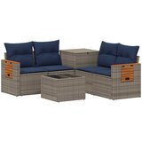  Set sofe 6 kom. Siva i tamnoplava Poli Rattan i čelik | shoptok.hr