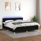  Box spring s madracem LED crni 160x200 cm od tkanine Cijene