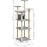 vidaXL Penjalica za mačke sa stupovima za grebanje svjetlosiva 171 cm | shoptok.hr