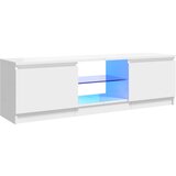 Maison Chic TV omarica - TV stojalo - Televizijska omarica z LED lučkami visok sijaj bela 120x30x35,5 cm, (21699435) Cene