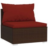  Vrtni srednji kavč z blazinami rjav poli ratan, (20661748) | Shoptok.si
