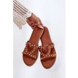 Boto Decorated Flat Women's Sandals Camel Adivrae | shoptok.hr
