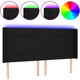 Maison Chic led posteljno vzglavje - vzglavna omarica - nočna omarica črno 163x16x118/128 cm blago, (21713393) | Shoptok.si