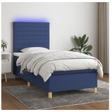  Box spring postelja z vzmetnico LED modra 100x200 cm blago | Shoptok.si