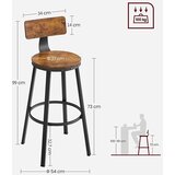  Tabureti s naslonom - Rustikalno smeđa + crna, loft stil | shoptok.hr