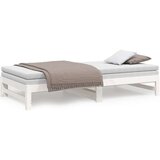 vidaXL Izvlečna dnevna postelja bela 2x(100x200) cm trdna borovina | Shoptok.si