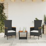  3-dijelni vrtni blagovaonski set s jastucima od poliratana crni Crna | Shoptok.si