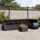 vidaXL 7-dijelni set vrtnih sofa od poliratana s jastucima crni | shoptok.hr