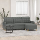 vidaXL Kavč trosed s stolčkom za noge temno siv 180 cm blago Cene