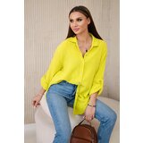 Kesi Włoski Cotton muslin shirt oversize kiwi Cijene
