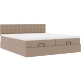 vidaXL Otomanski posteljni okvir z vzmetnicami kapučino 200x200 cm, (21608582) | Shoptok.si