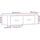 vidaXL Viseći TV ormarić siva boja betona 80x36x25cm konstruirano drvo | shoptok.hr