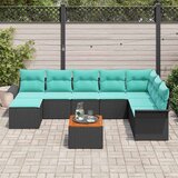  Vrtna sedežna garnitura z blazino 9 pcs Črna in turkizna, (5000135449) | Shoptok.si